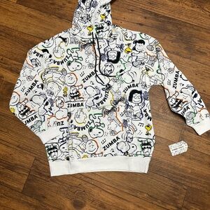 Zumba Fitness Kids Cartoon Print Hoodie - White and Black